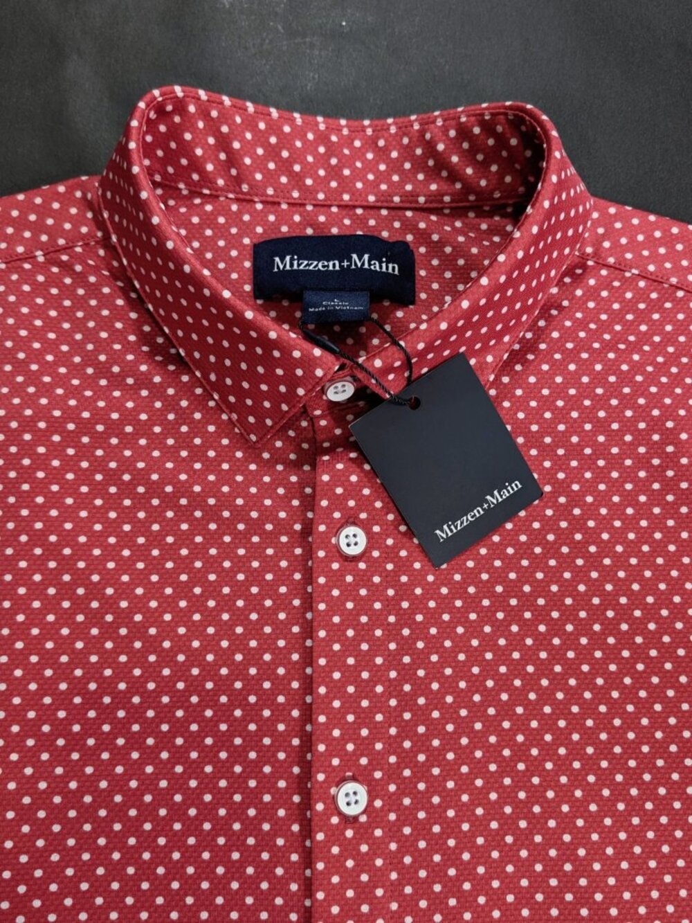 Mizzen+Main Halyard Polka Dot Short Sleeve Button Down Shirt Size L Classic Fit